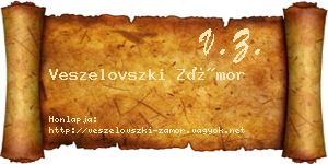 Veszelovszki Zámor névjegykártya
